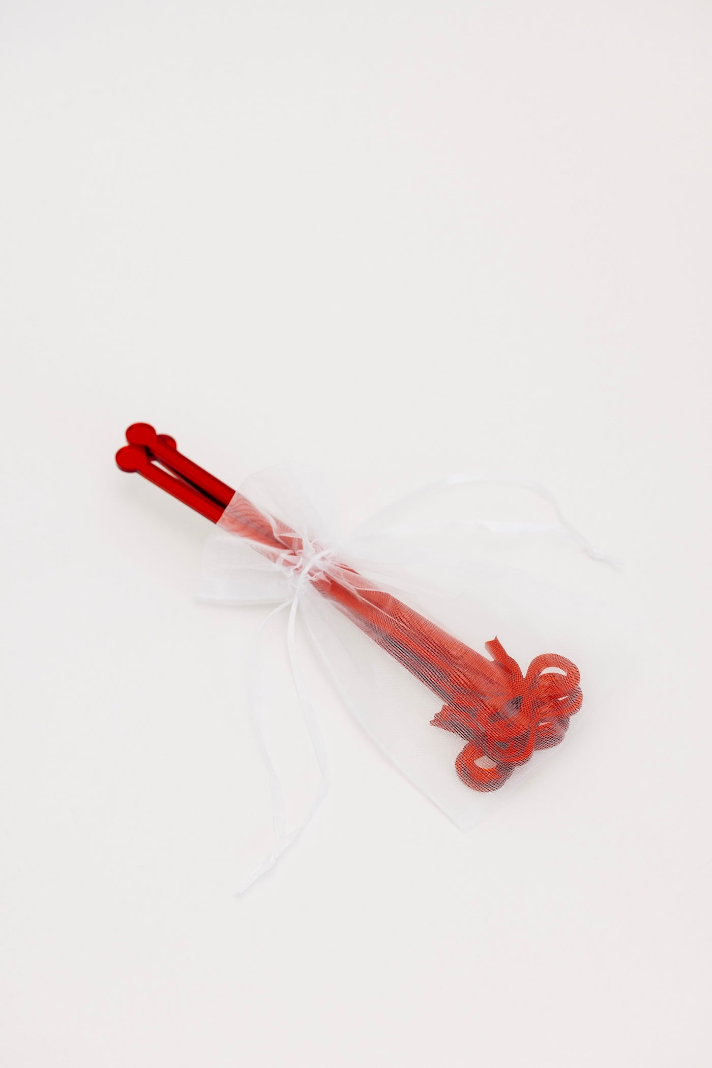 Twice As Nice Bow Cocktail Stirrer - Crimson - Set of 5