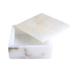 Keeper Alabaster Square Box - White