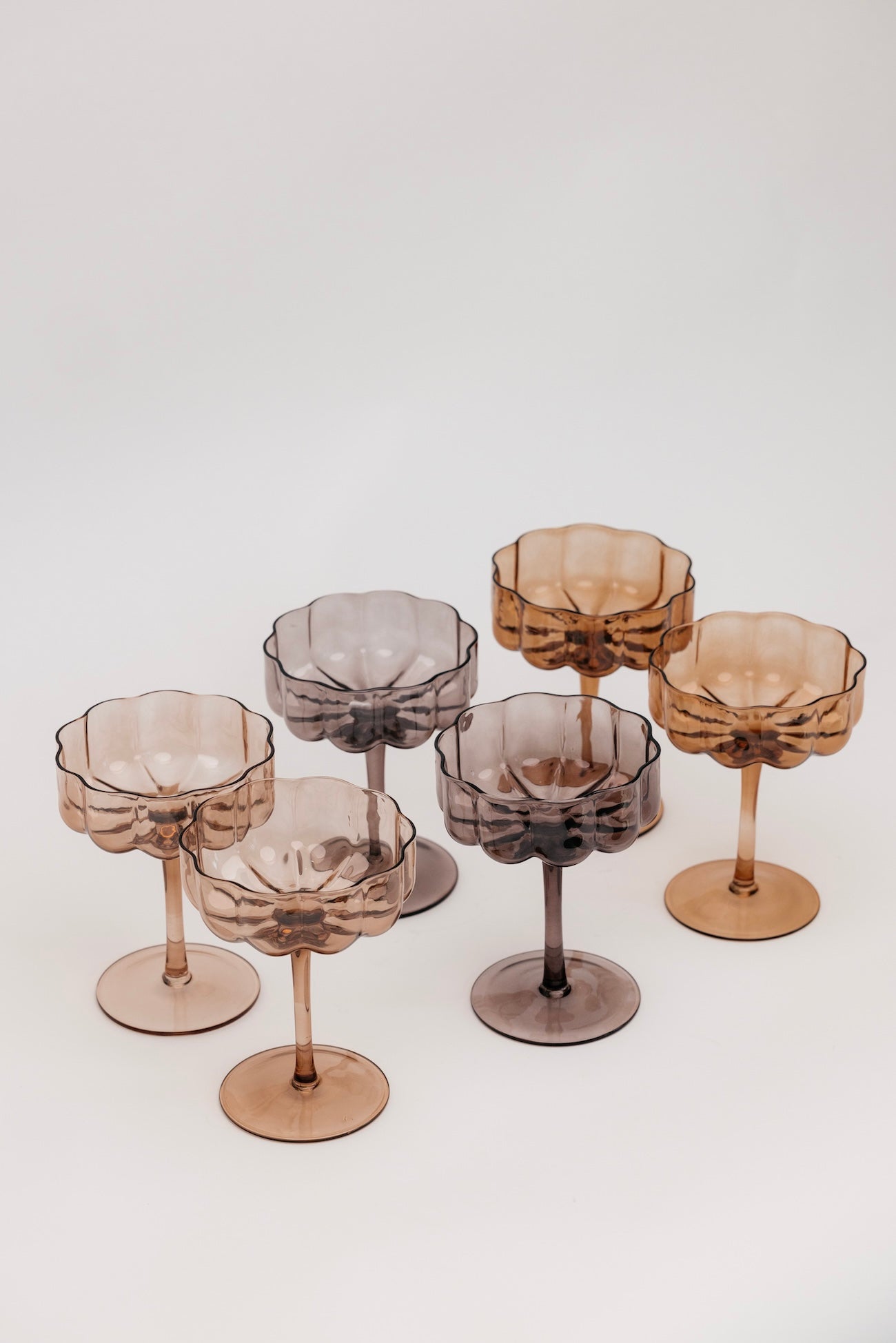 Sepia Flower Champagne Coupe - Set of 6