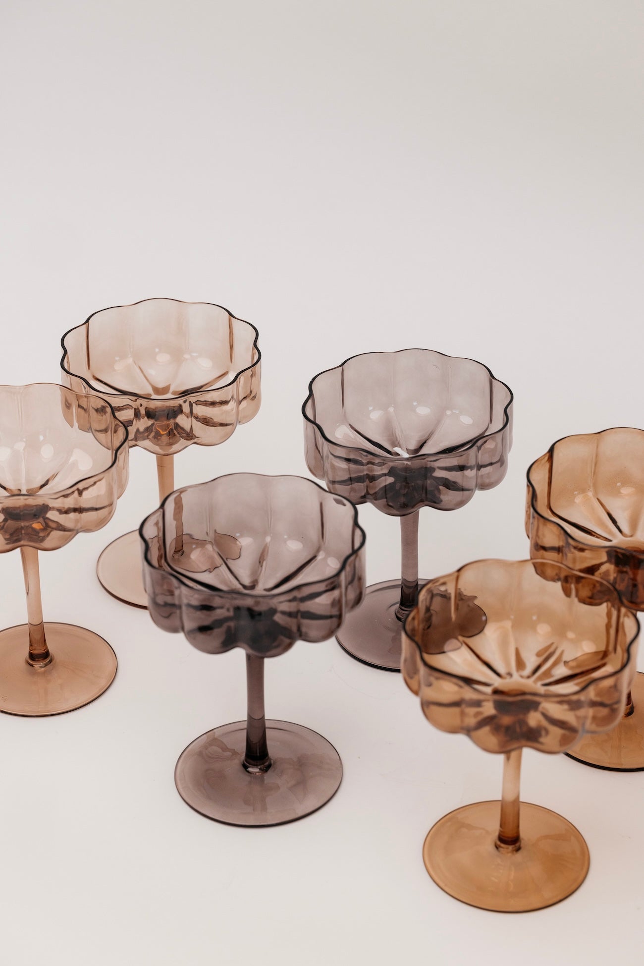 Sepia Flower Champagne Coupe - Set of 6