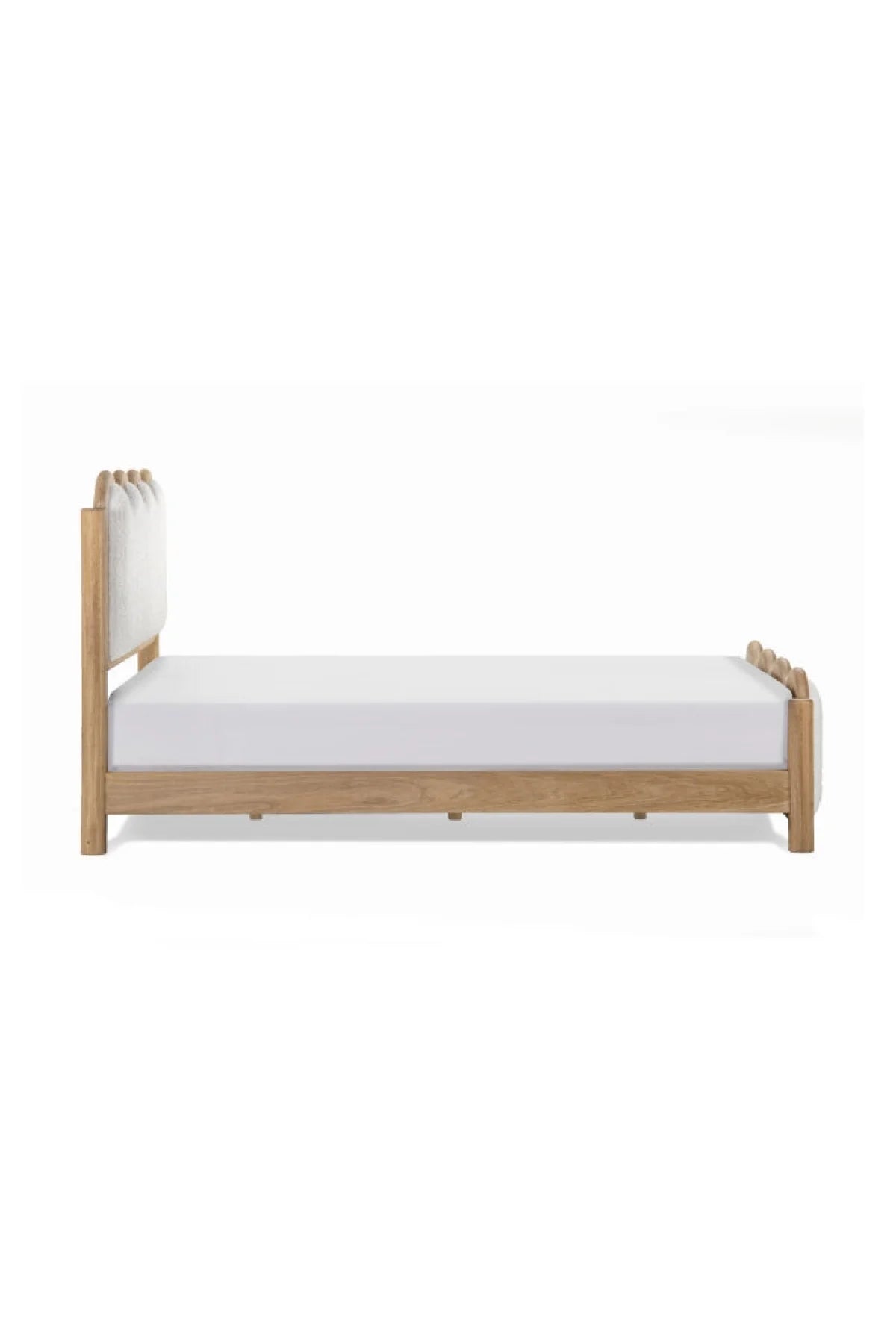 Swirl Upholstered Oak Bed - Natural