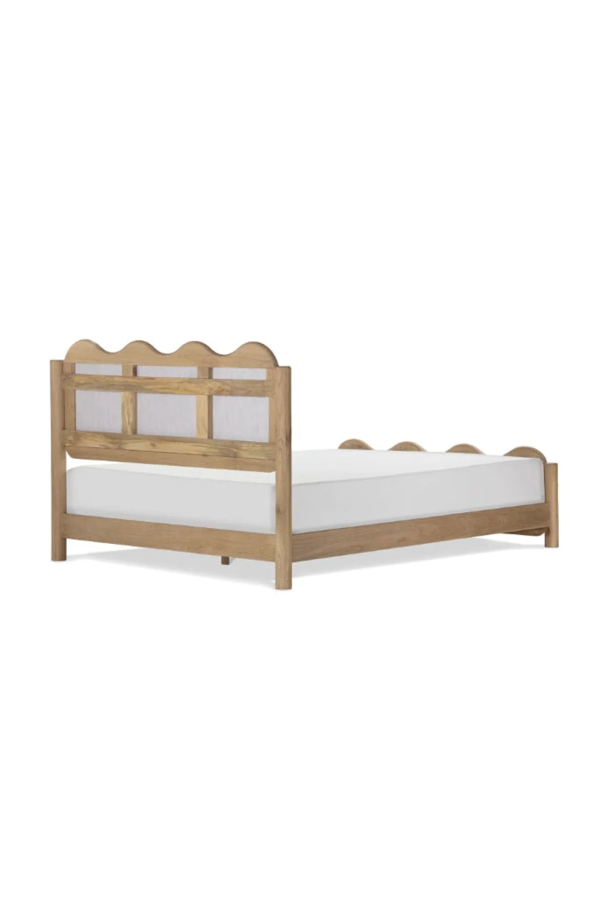 Swirl Upholstered Oak Bed - Natural