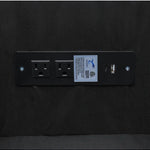 Black power strip with multiple outlets for the Collins Reclining Home Theater Seating
