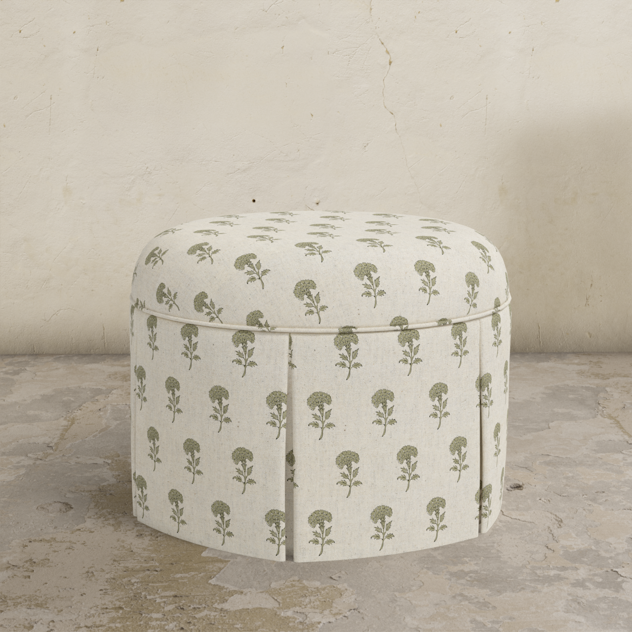 Ely Skirted Ottoman