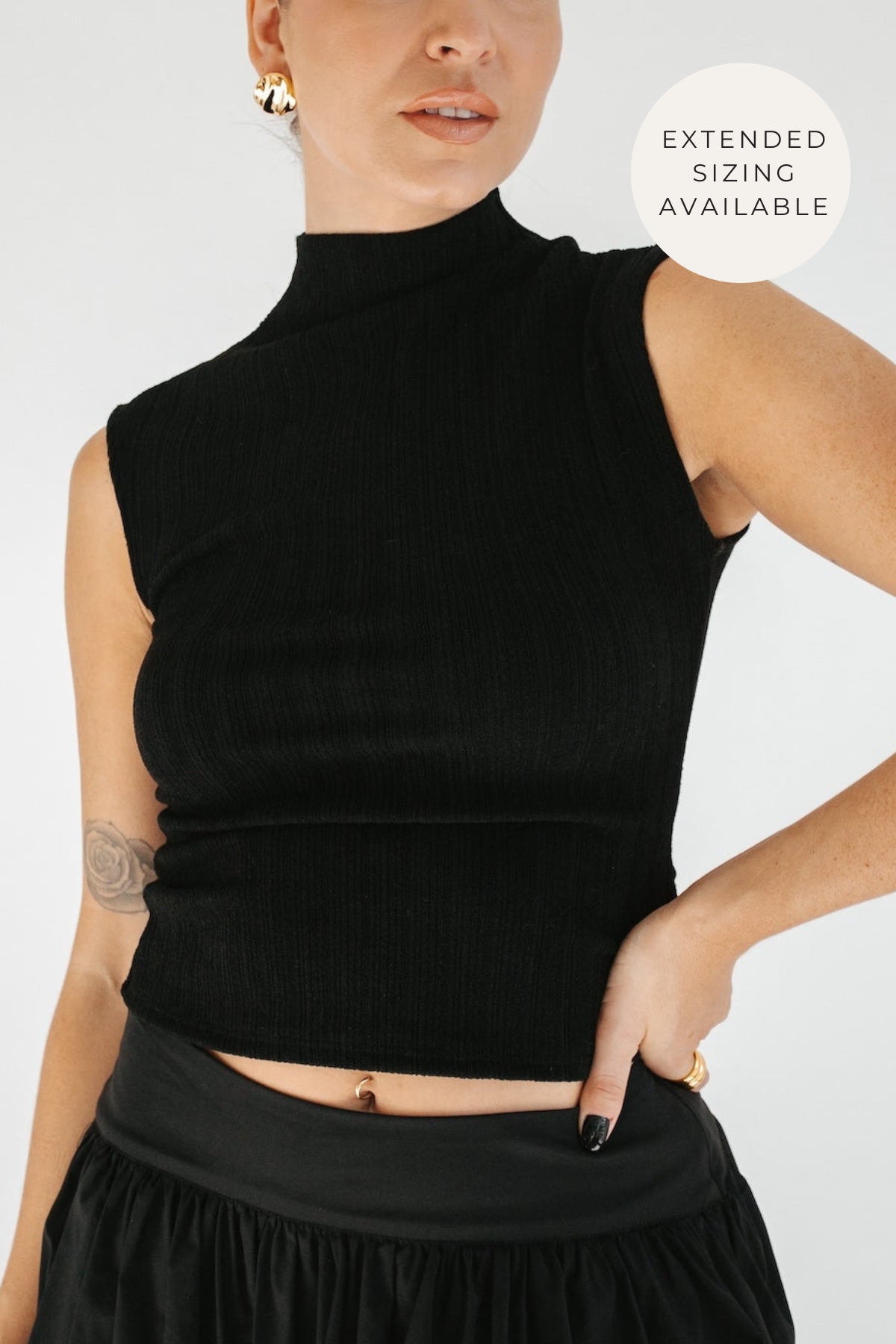 Elma Ribbed Tank - Black