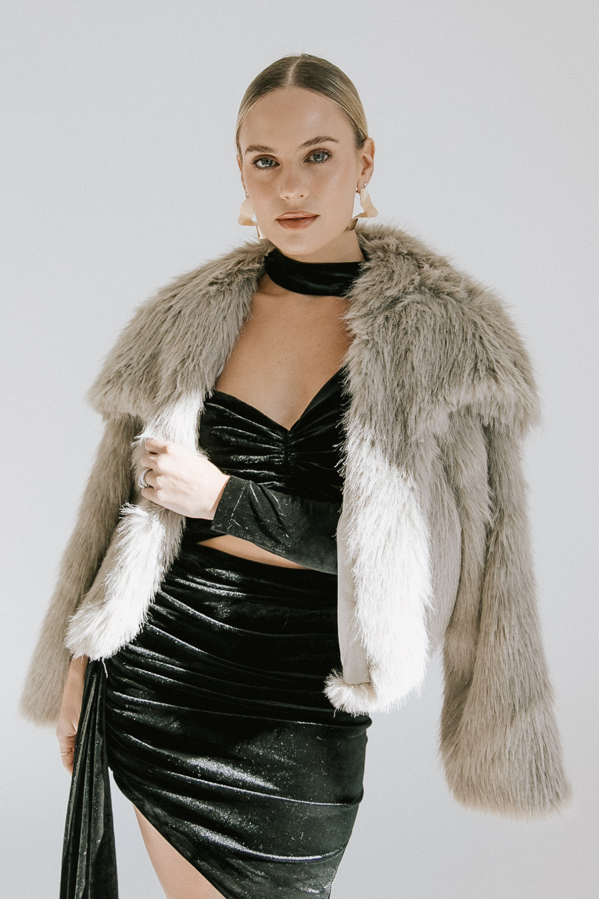 Missguided grey fur coat deals