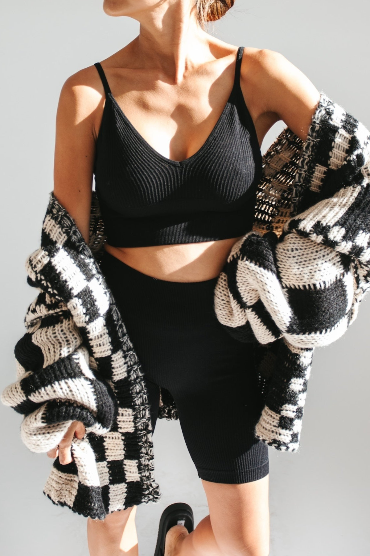 Dash Crop Top + Biker Short Set - Black