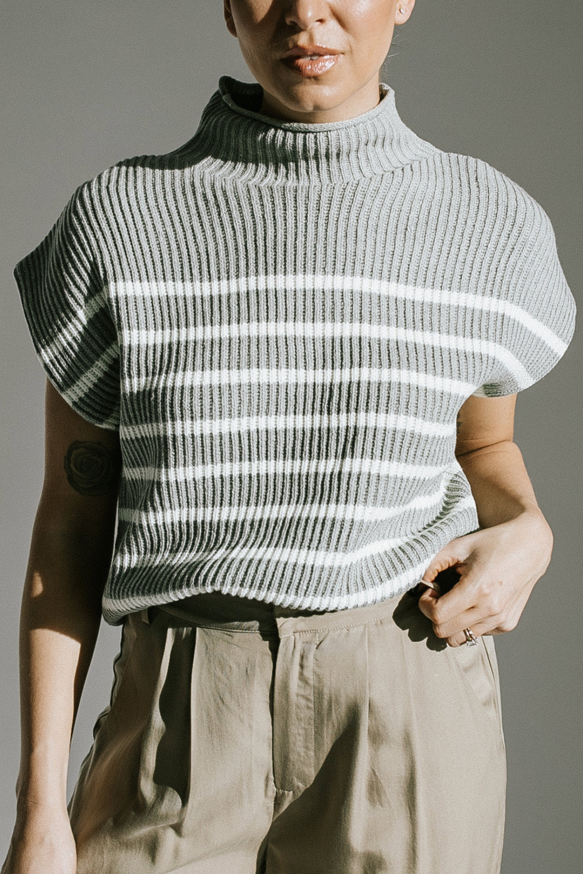 Making Plans Striped Sweater - Grey