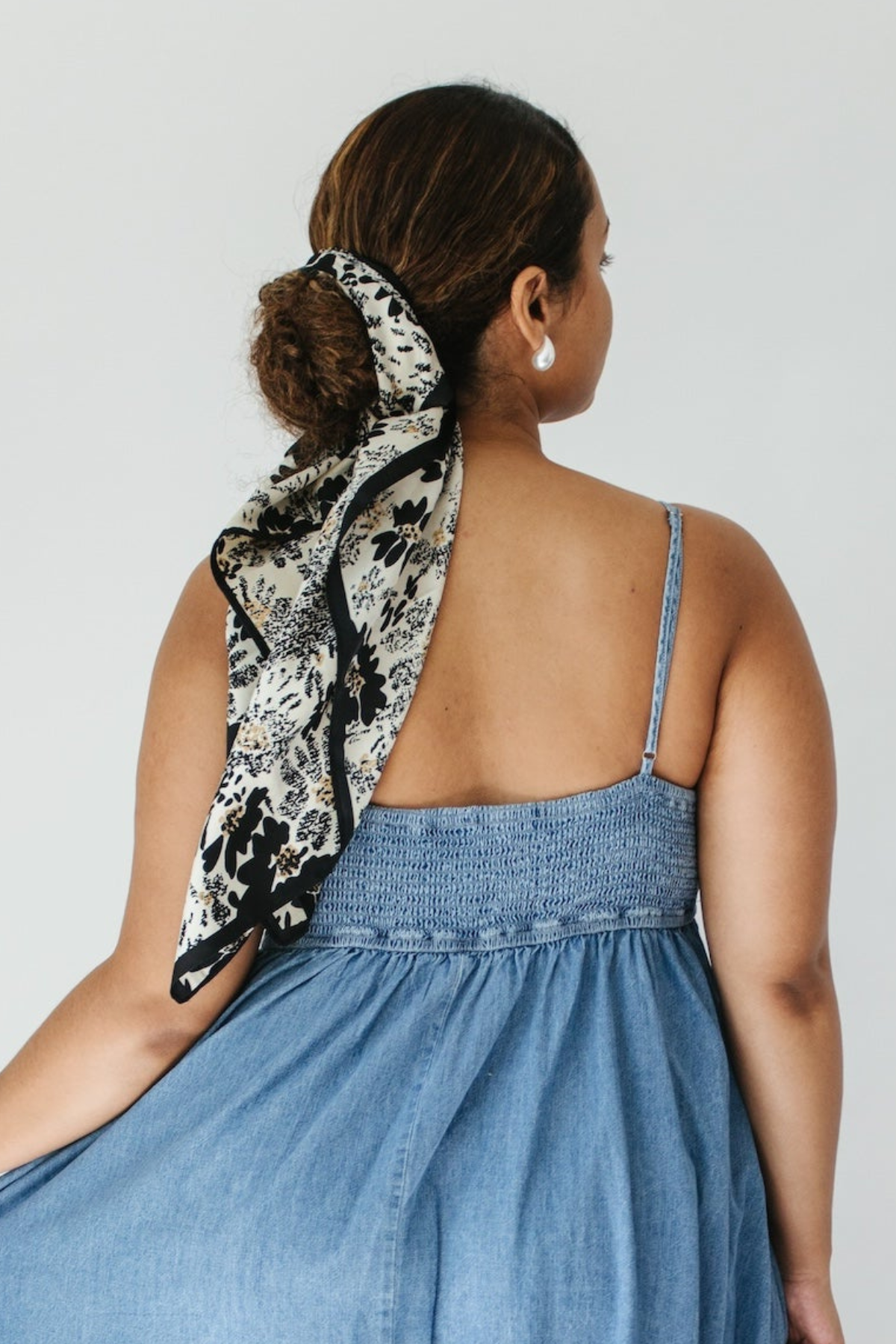 Pardon Me Patterned Scarf - Black + Cream