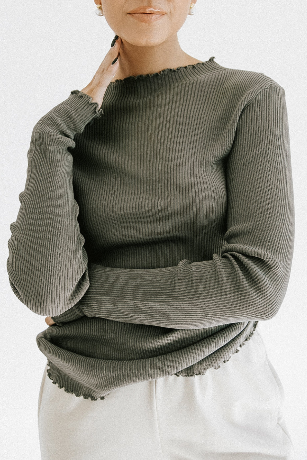 Constance Rib Knit Long Sleeve - Grey
