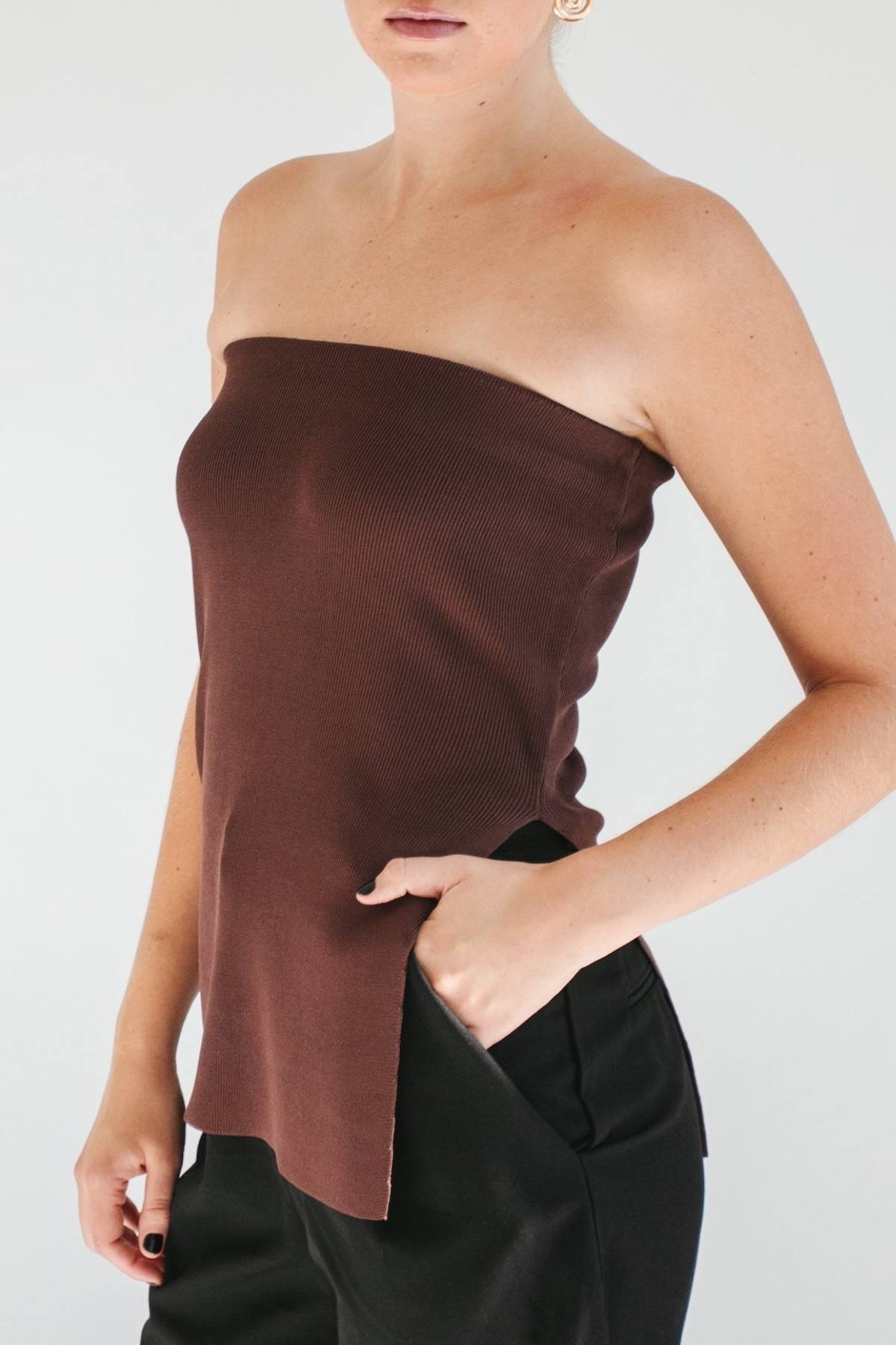 Easy Does It Strapless Top - Mocha