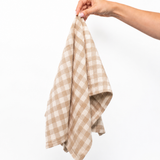 Gingham Tea Towel - Ivory and Tan