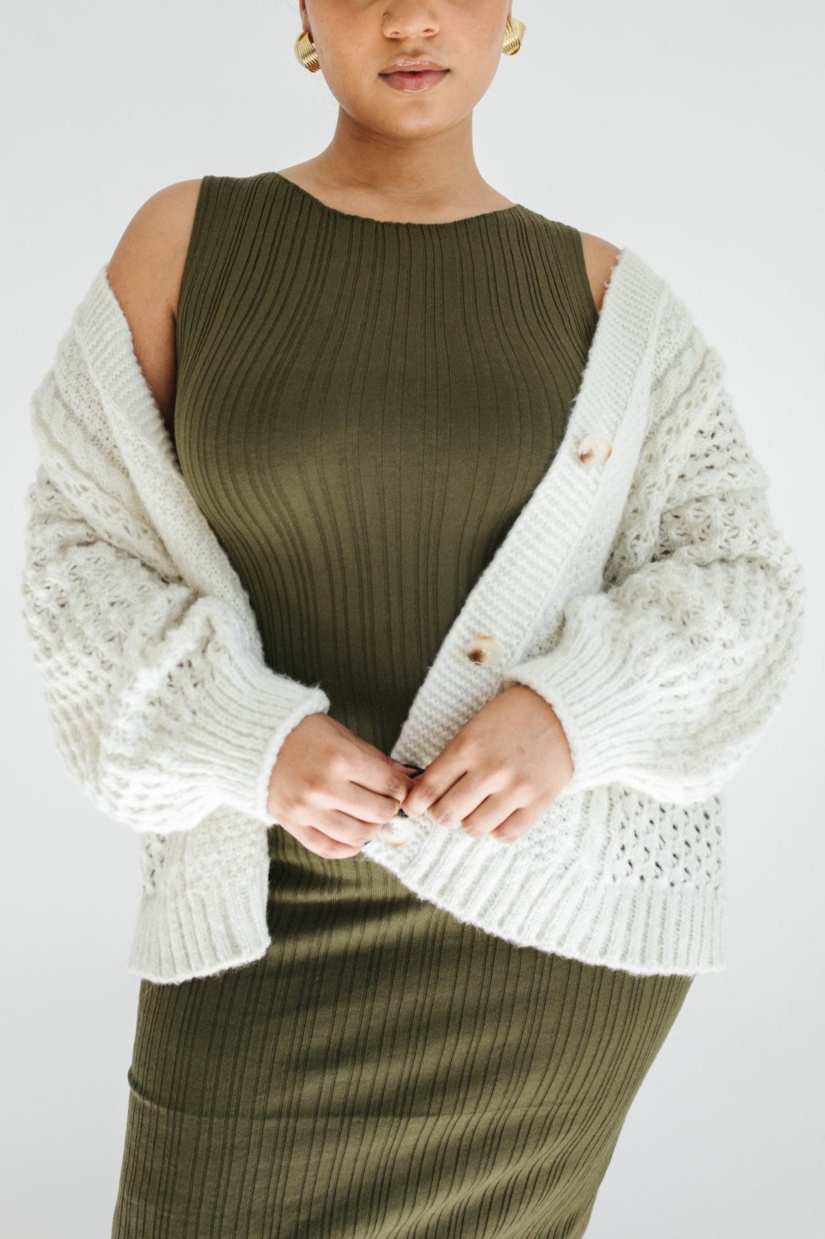 Posh Knit Cardigan - Ivory - More Sizes