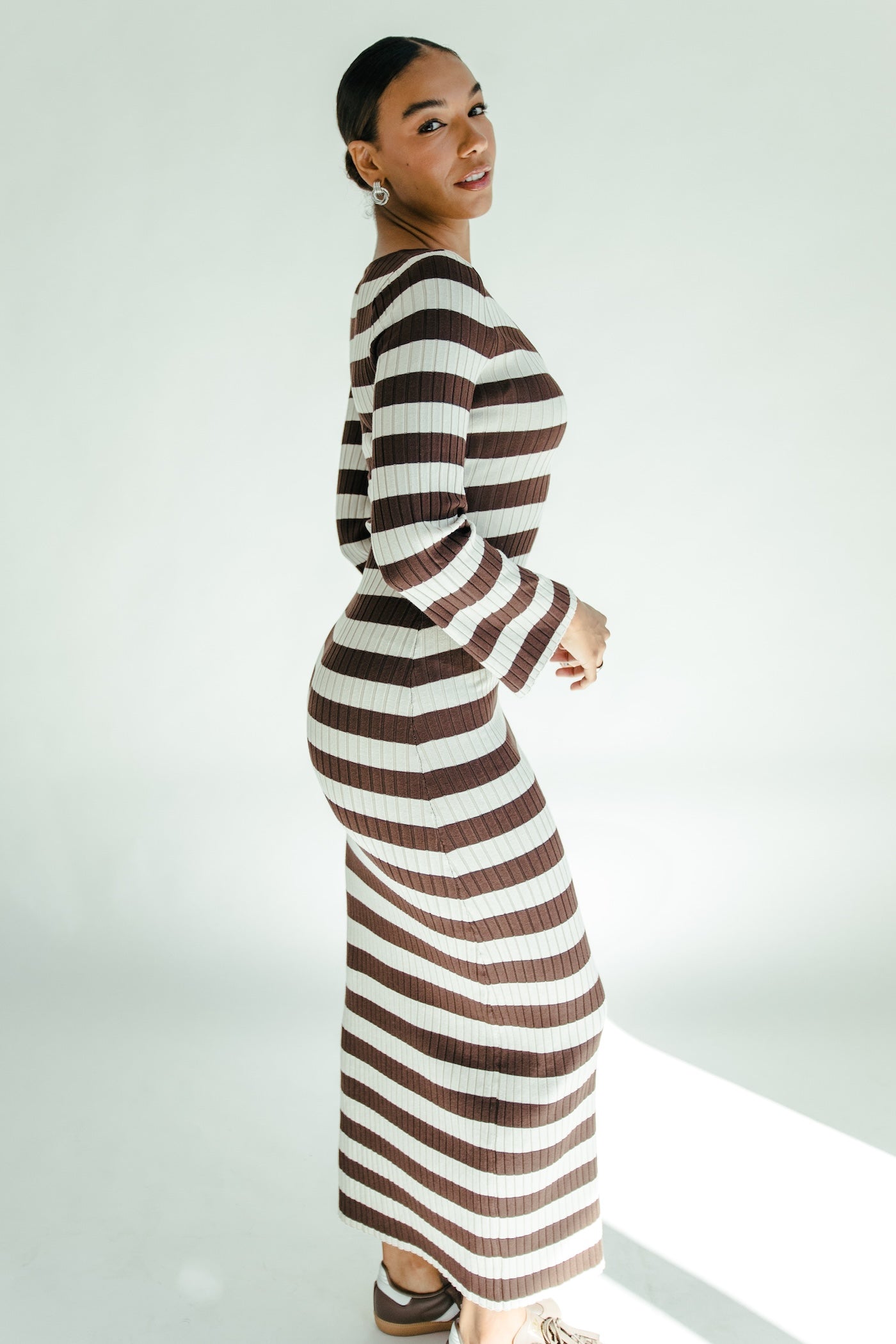 Cider Striped Maxi Dress - Brown + Beige