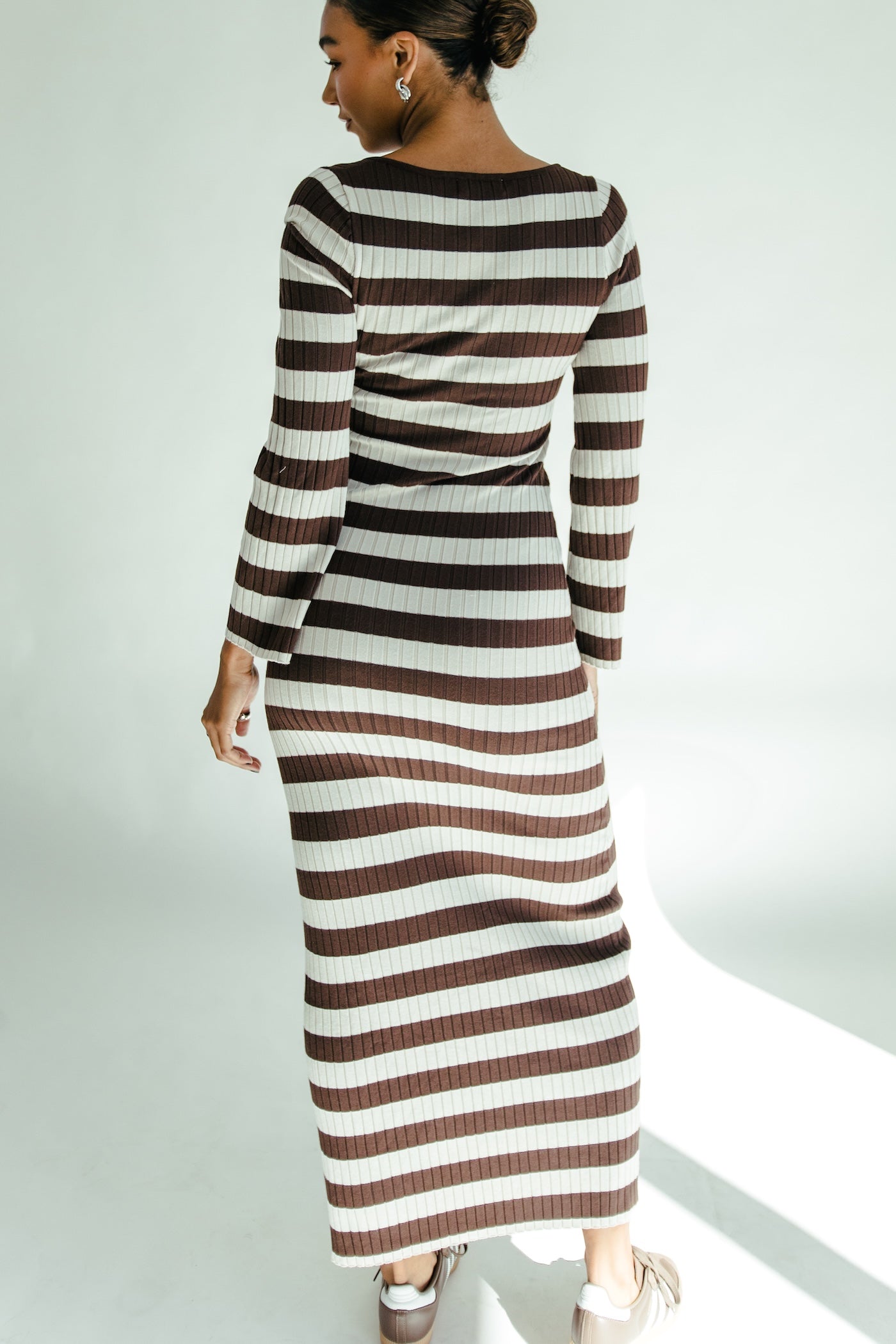 Cider Striped Maxi Dress - Brown + Beige