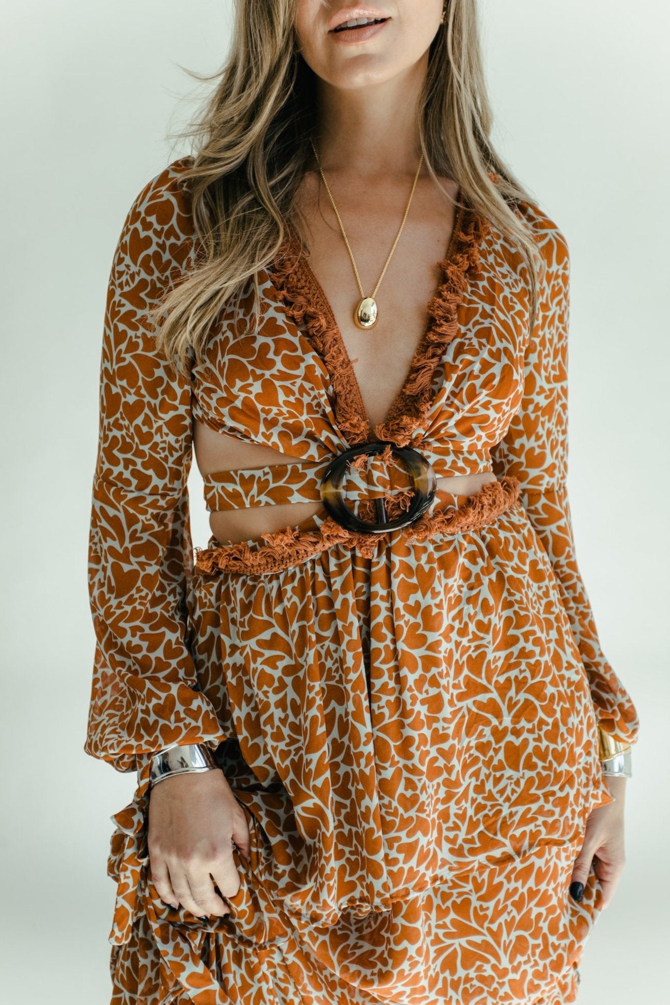 Elizabeth Printed Maxi Dress - Rust