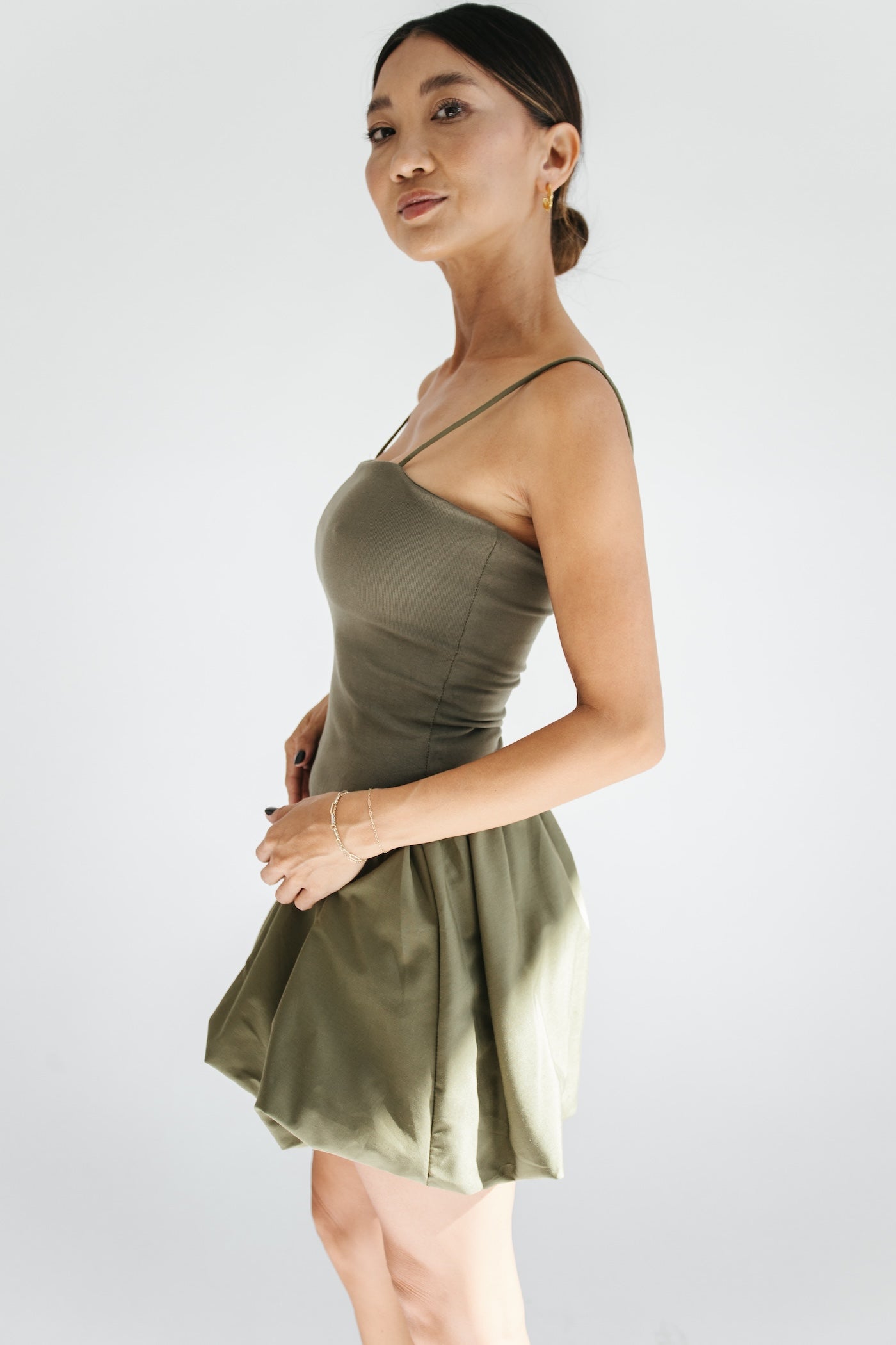 Someday Drop Waist Mini Dress - Olive