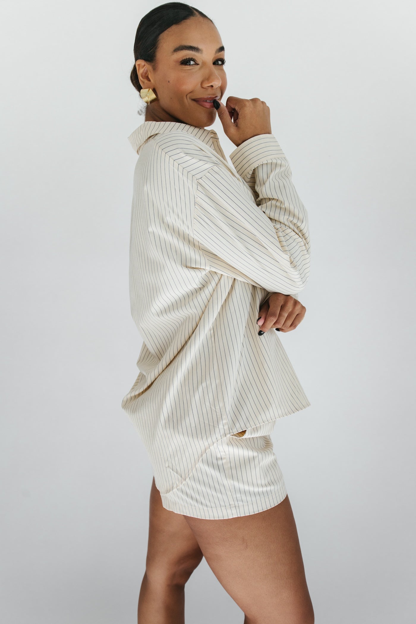 Better Days Striped Top + Short Set - Cream