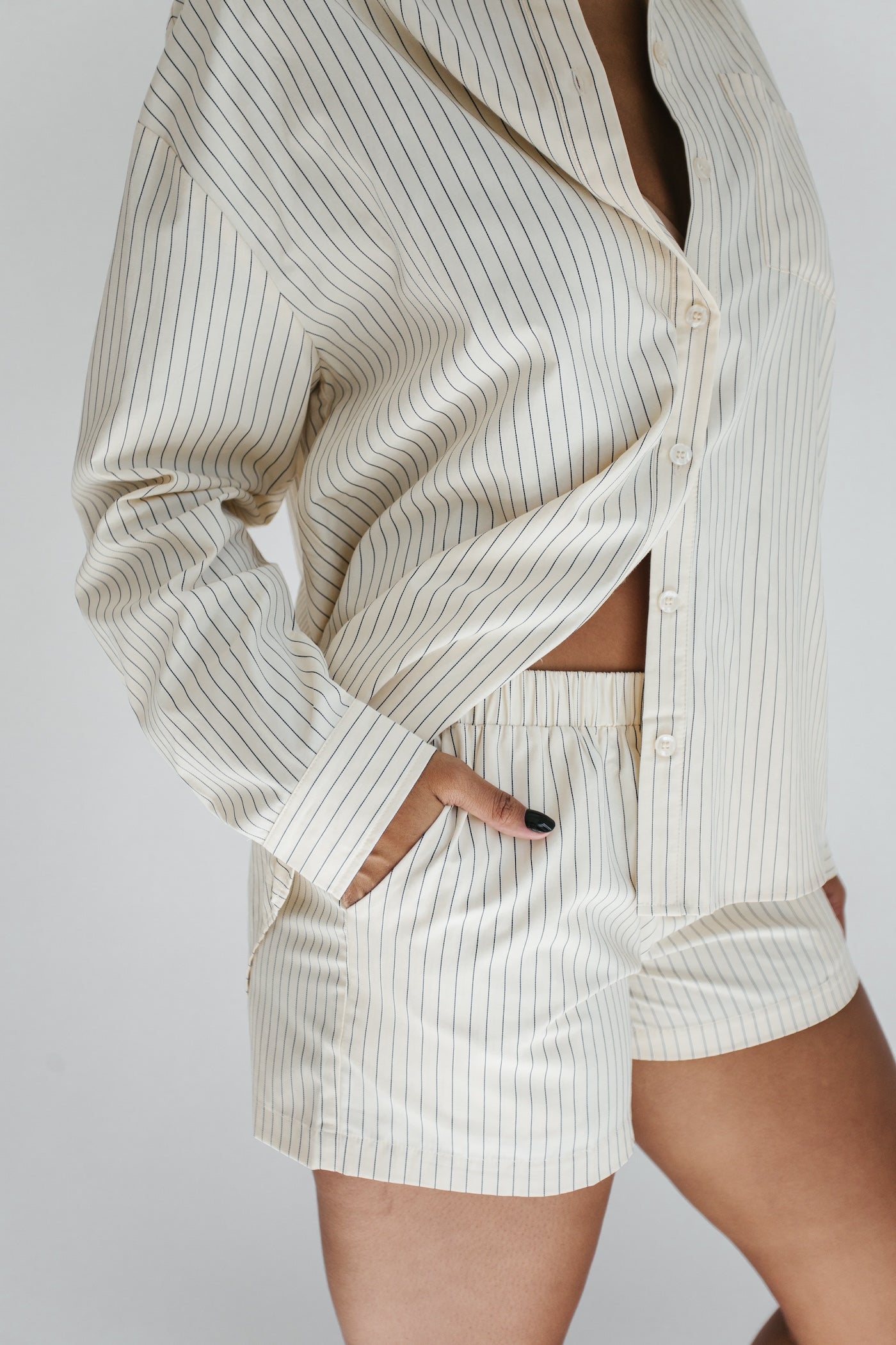 Better Days Striped Top + Short Set - Cream