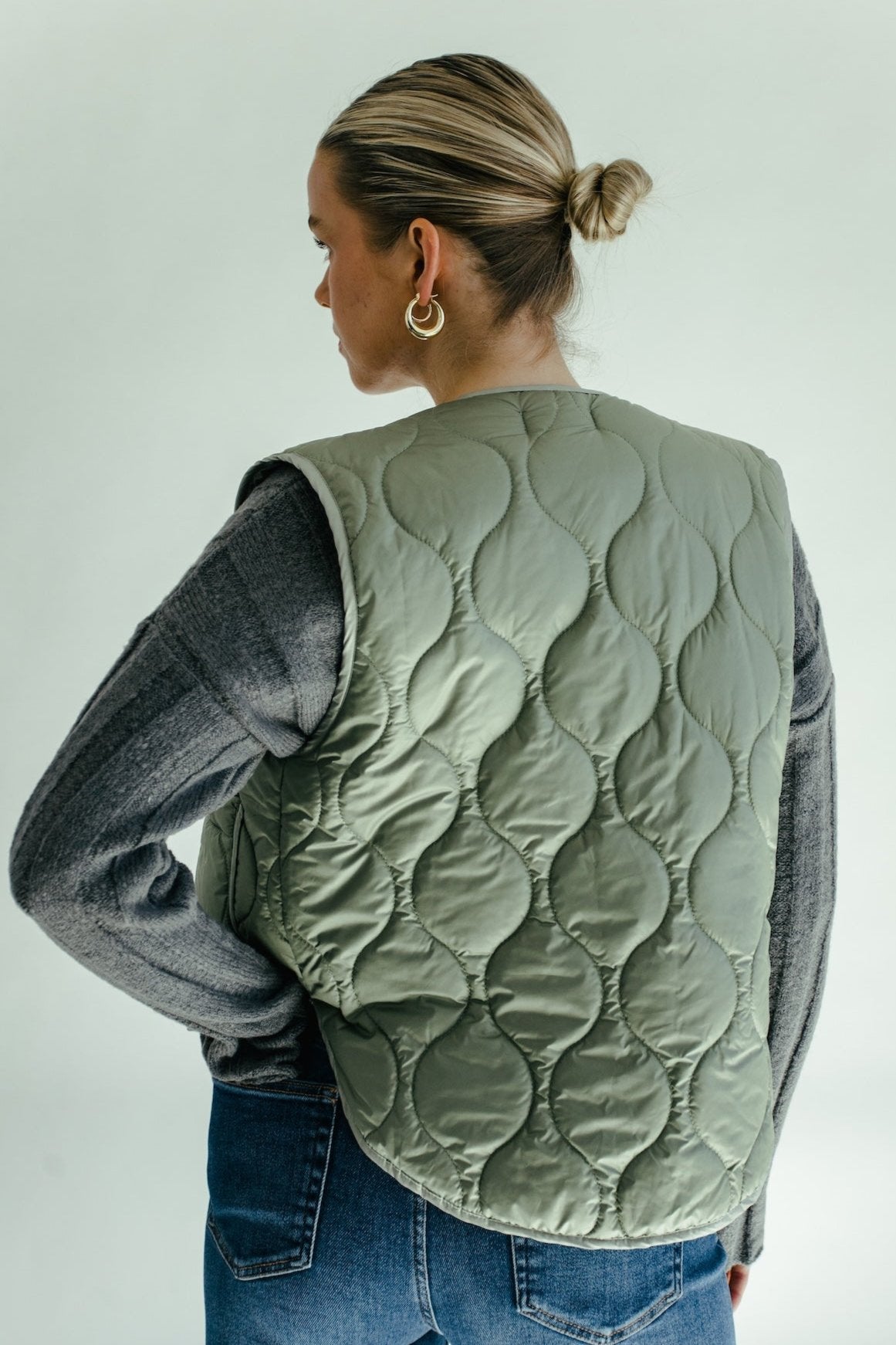 Leilani Quilted Puffer Vest - Olive