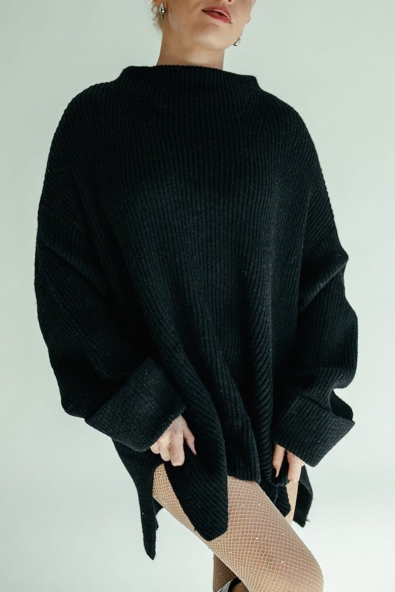 Sierra Funnel Neck Sweater - Black