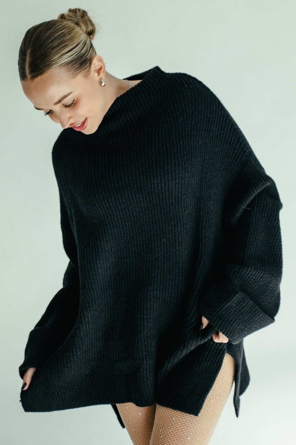 Sierra Funnel Neck Sweater - Black