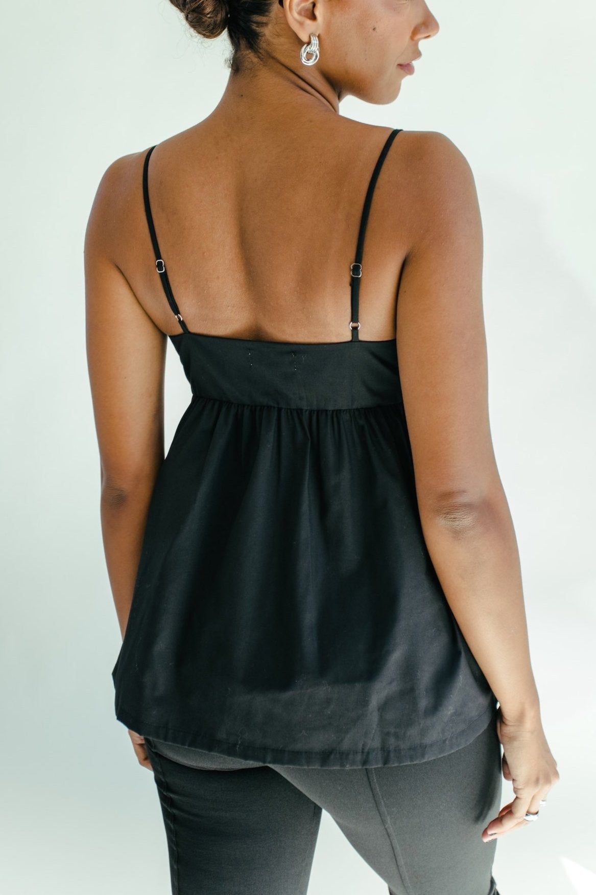 Diane Babydoll Tank Top - Black