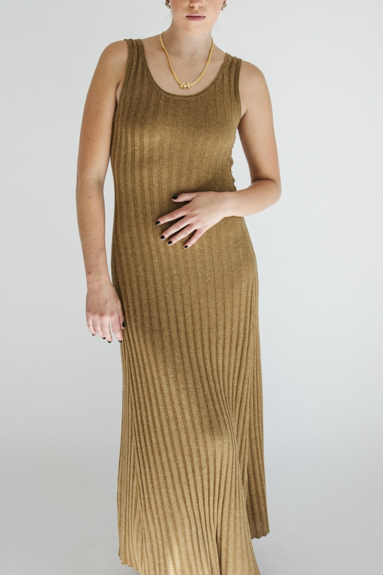 Salma Ribbed Maxi Dress - Camel