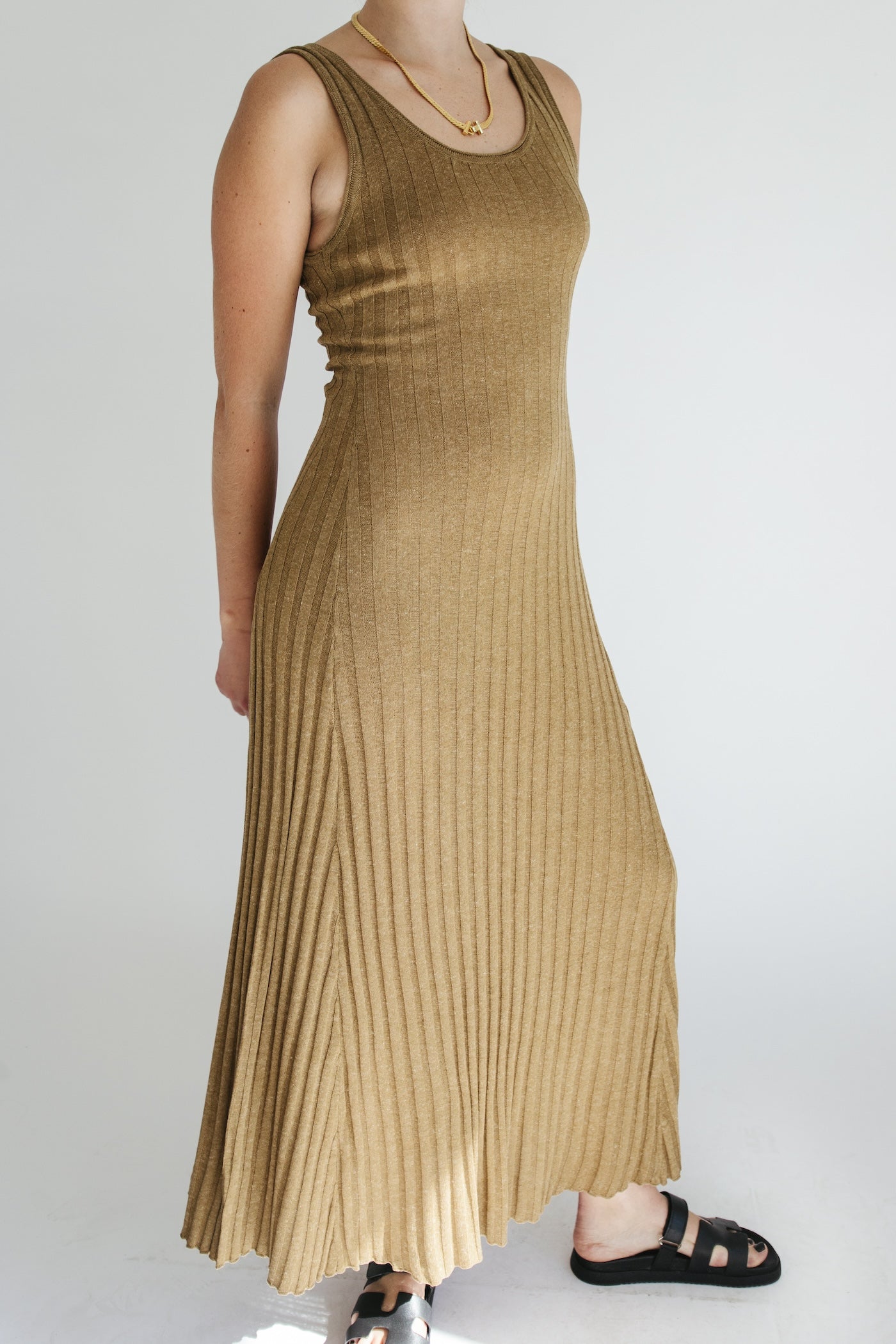 Salma Ribbed Maxi Dress - Camel