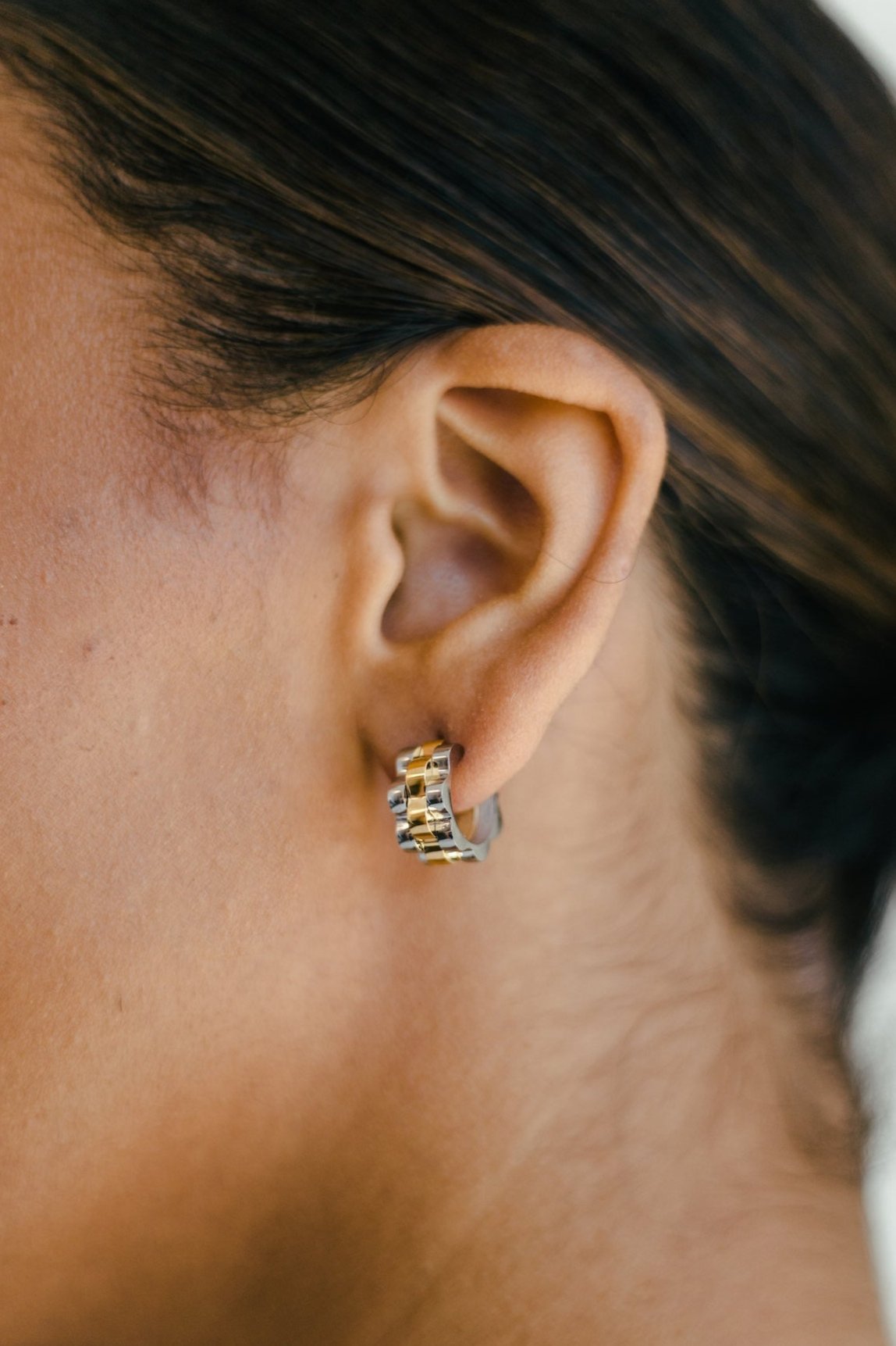 Lago Hoop Earring - Silver + Gold