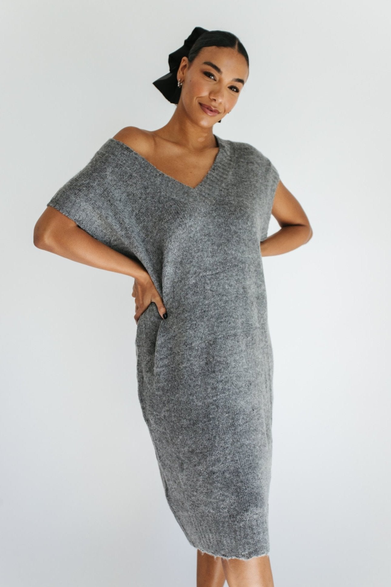 Bundled Up Sweater Dress - Grey