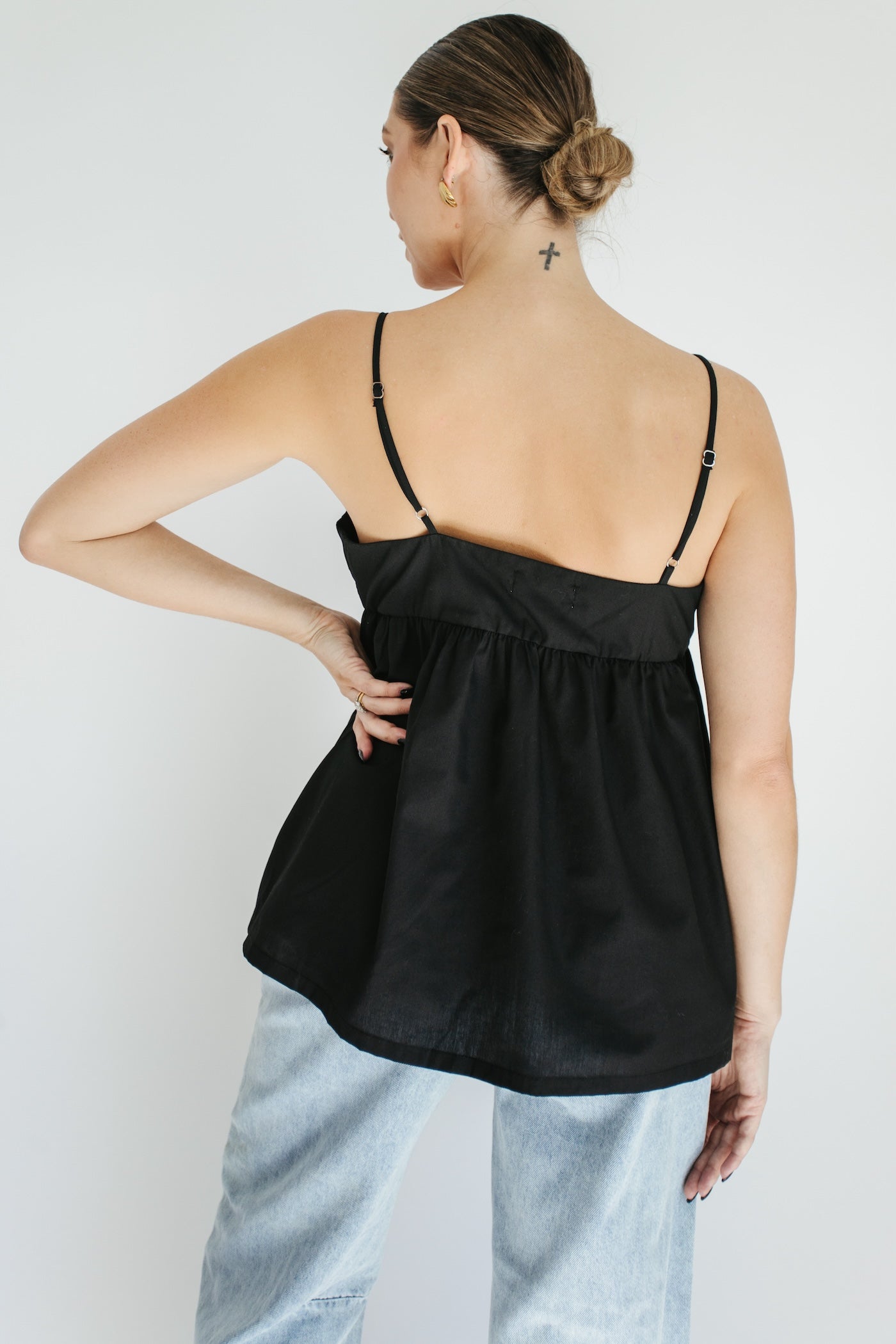 Diane Babydoll Tank Top - Black