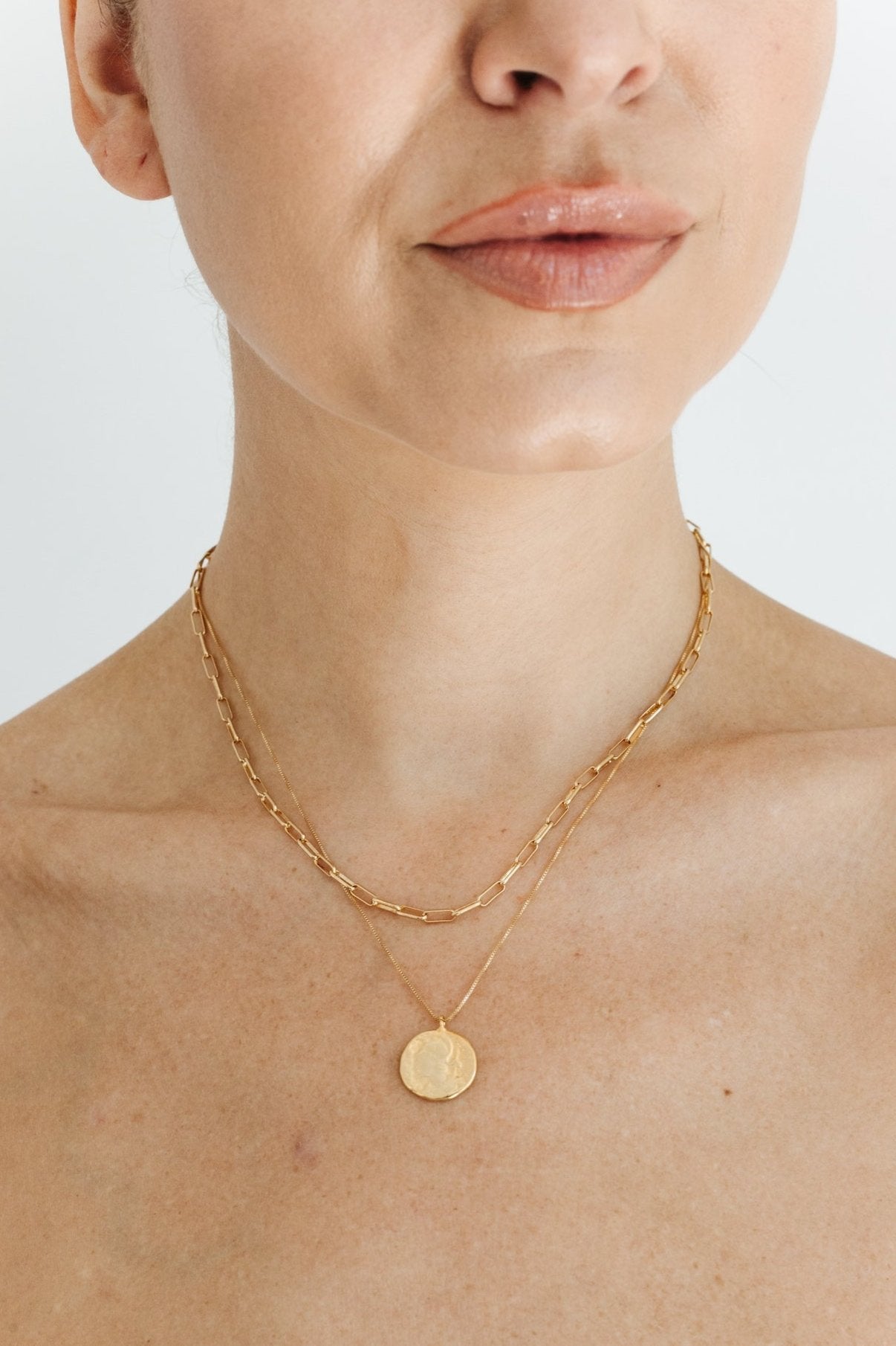 Leandra Layered Coin Necklace - Gold