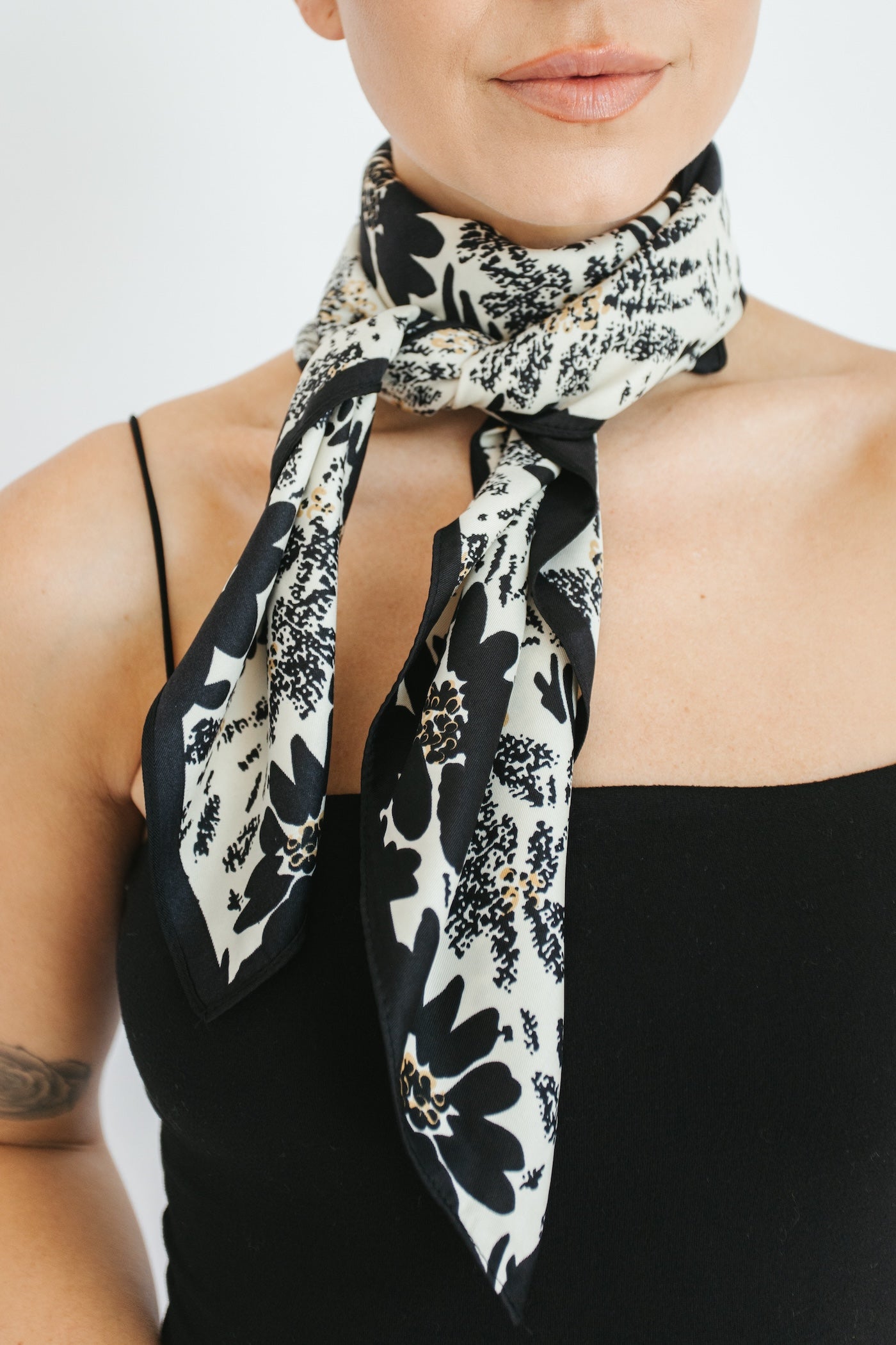 Pardon Me Patterned Scarf - Black + Cream