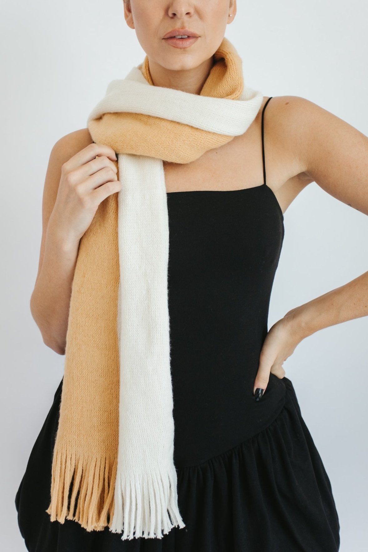 Gables Colorblock Scarf - Camel + Cream