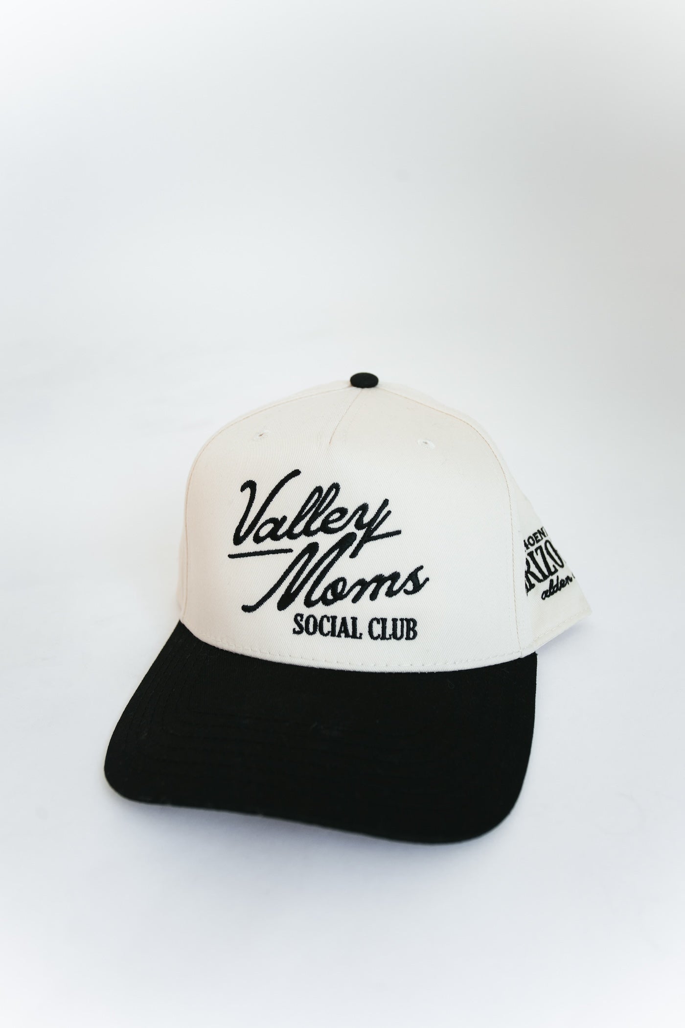 Valley Moms Social Club Hat - Cream + Black