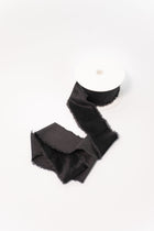 Frayed Edge Velvet Ribbon - Black - 2.5