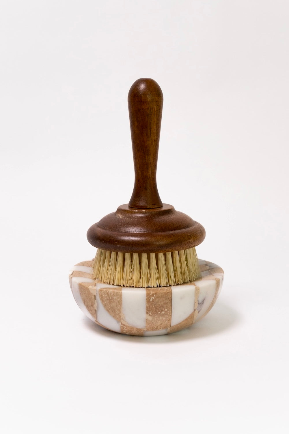 Checkered Travertine and Marble Dish