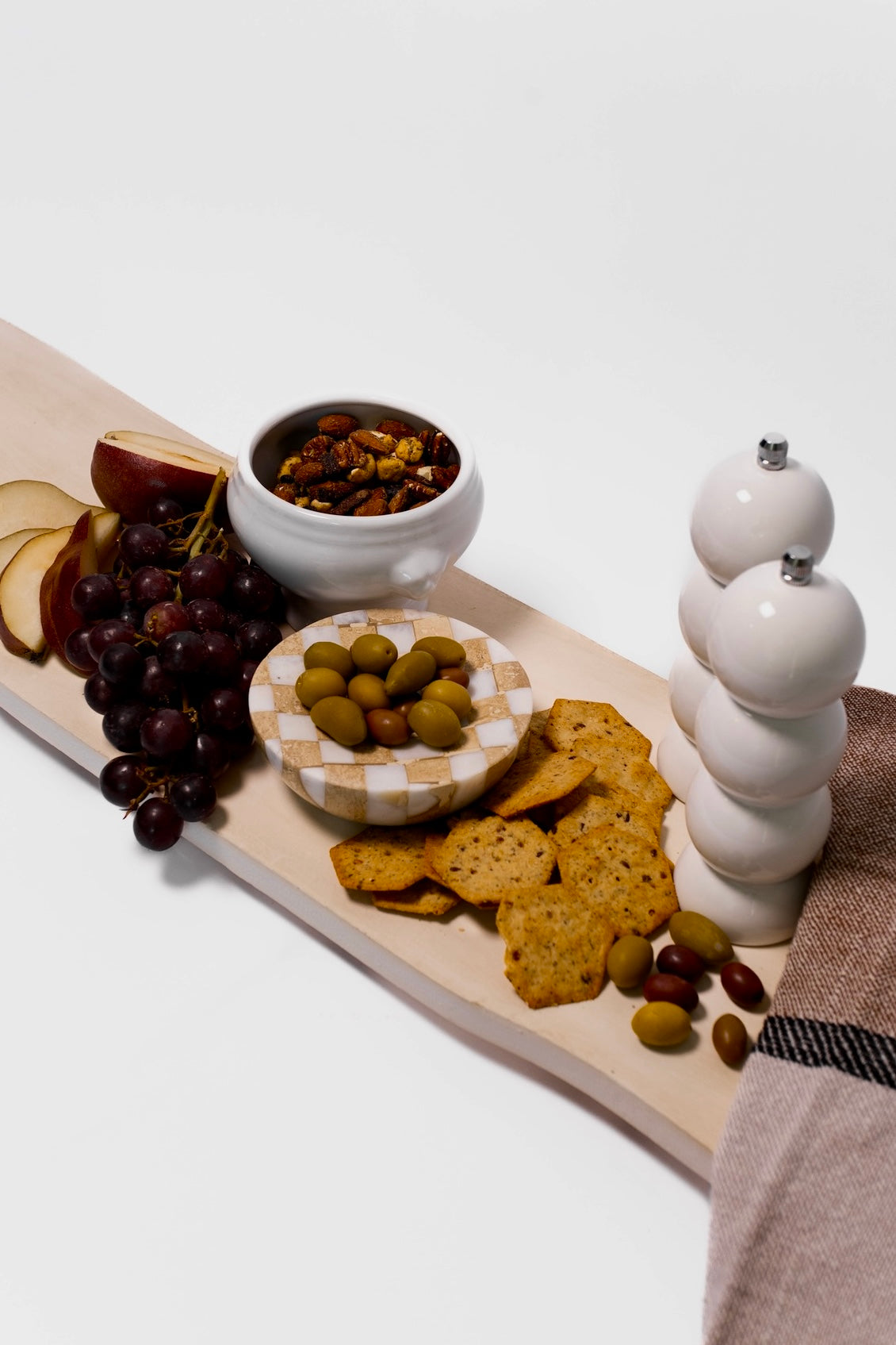 Checkered Travertine and Marble Dish