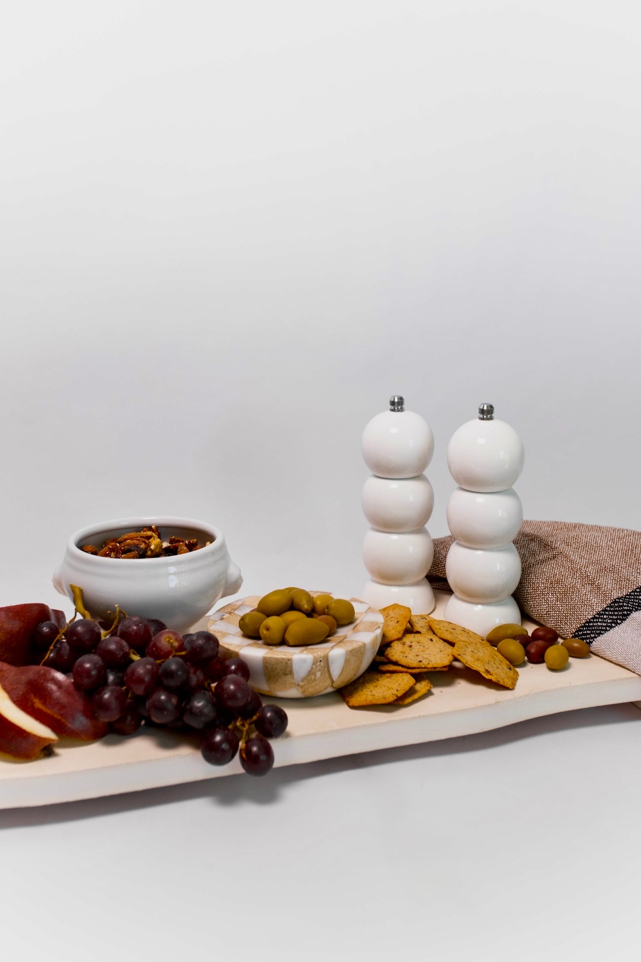 Checkered Travertine and Marble Dish