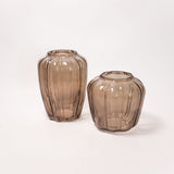 Smoked Ribbed Glass Vase - 2 Sizes