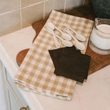 Gingham Tea Towel - Ivory and Tan