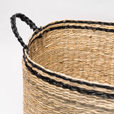 Oval Seagrass Basket with Black Trim - 2 Sizes