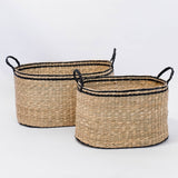 Oval Seagrass Basket with Black Trim - 2 Sizes