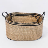 Oval Seagrass Basket with Black Trim - 2 Sizes