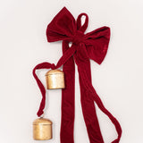 Red Velvet Bow with Cluster of Bells
