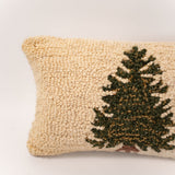 Holiday Tree Hand-Hooked Lumbar Pillow