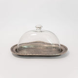 Pewter Platter with Glass Cloche
