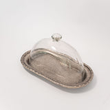 Pewter Platter with Glass Cloche