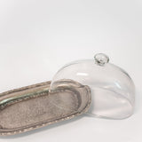 Pewter Platter with Glass Cloche